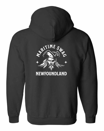 Maritime Swag Newfoundland Pirate Left Chest and Back Zip Hoodie