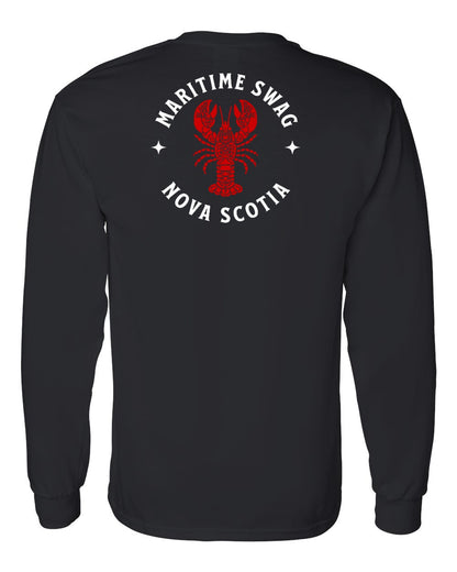 Maritime Swag Nova Scotia Mandala Red Lobster Left Chest and Back Long Sleeve Tee