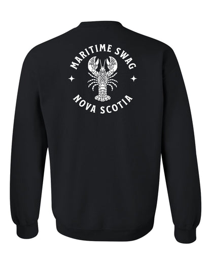 Maritime Swag Nova Scotia Mandala white Lobster Left Chest and Back crew-neck
