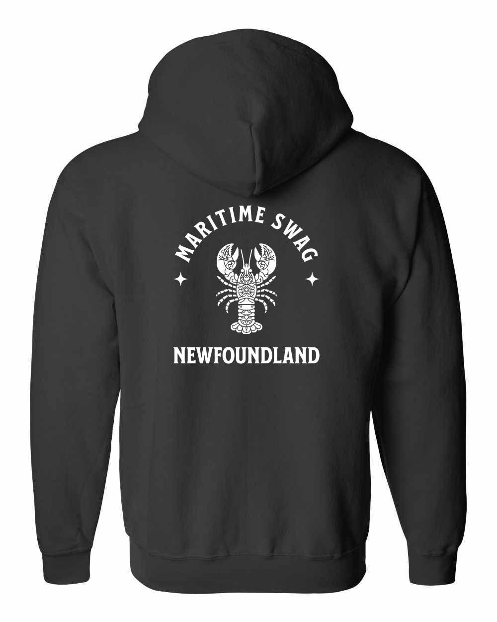 Maritime Swag NFLD Mandala white Lobster Left Chest and Back Zip Hoodie - Unisex