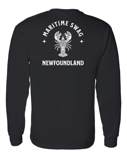 Maritime Swag Newfoundland Mandala white Lobster Left Chest and Back Long Sleeve