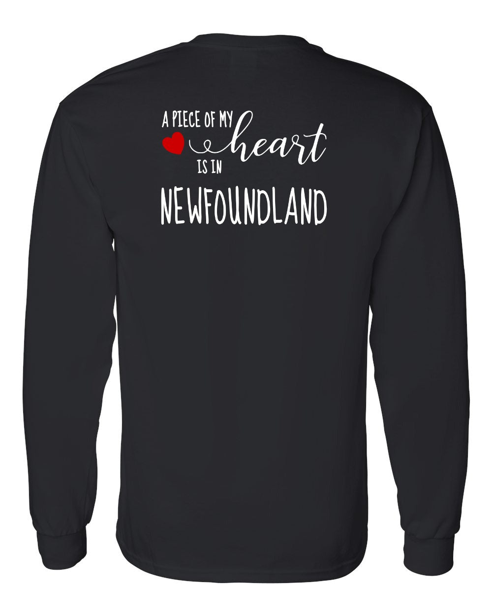 A piece of My heart in Newfoundland (Red Heart) Left Chest and Back Long Sleeve