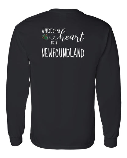 A piece of My heart in Newfoundland (Tartan Heart) Left Chest and Back Long Sleeve