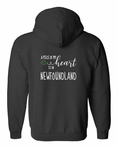 A piece of My heart in Newfoundland (Tartan Heart) Left Chest and Back Zip Hoodie