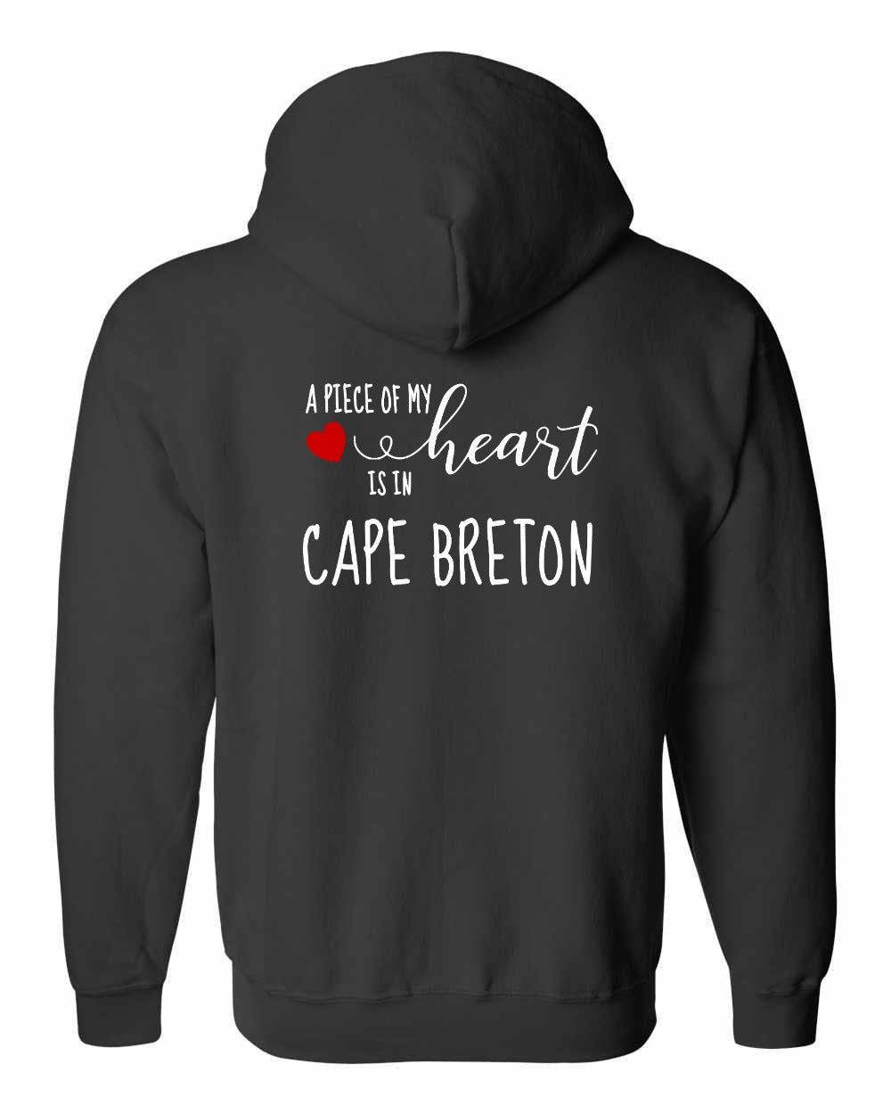 A piece of My heart in Cape Breton (Red Heart) Left Chest and Back Zip Hoodie