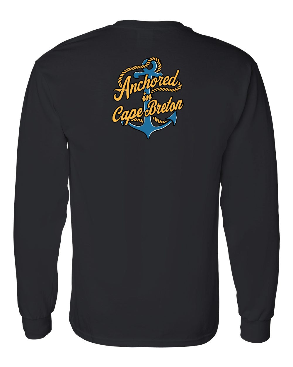 Anchored in Cape Breton (New Design) Left Chest and Back Long Sleeve Tee