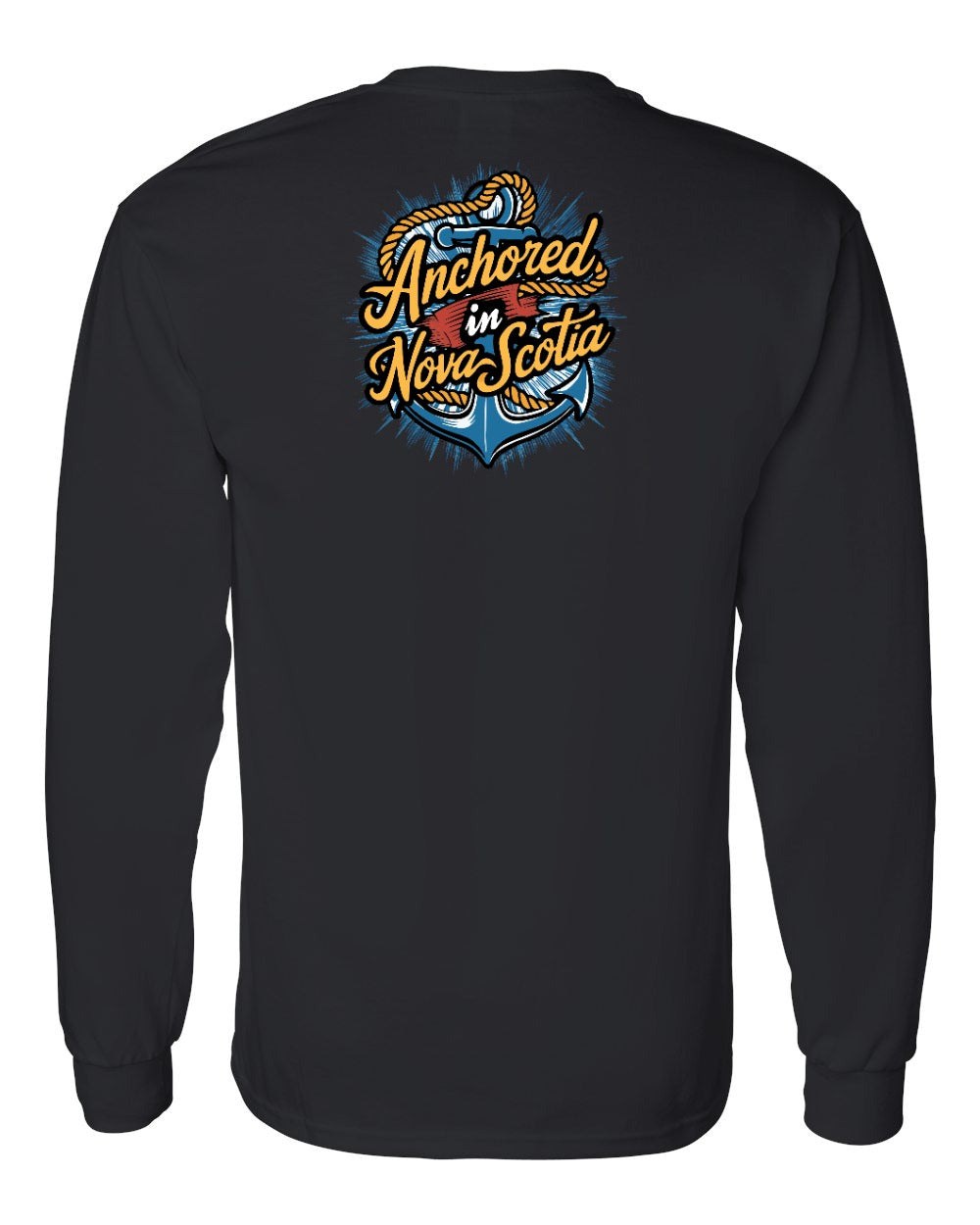 Anchored In Nova Scotia (Old Design) Left Chest and Back Long Sleeve Tee
