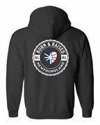 Born and Raised NFLD Heart Flag Left Chest & Back Zip Hoodie - Unisex