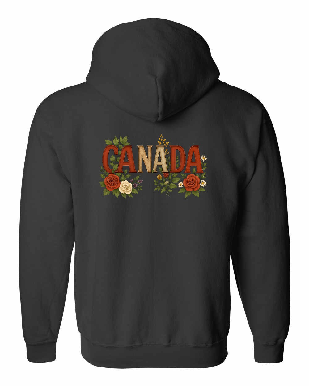 Canada Flowers Left Chest and Back Zip Hoodie - Gildan Canada (sewn Internationally) - Unisex