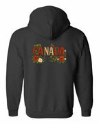 Canada Flowers Left Chest and Back Zip Hoodie - Gildan Canada (sewn Internationally) - Unisex