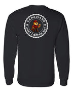 Canadiano just Coffee EH! Male Beaver Left Chest and Back Long Sleeve - Gildan Canada (sewn Internationally) - Unisex