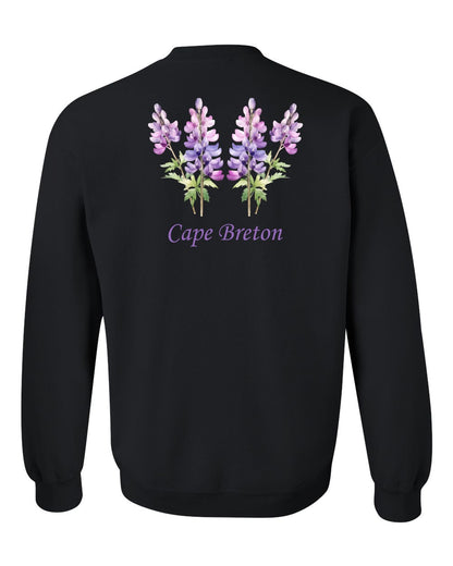 Cape Breton Lupin Left Chest and Back Crewneck Sweatshirt