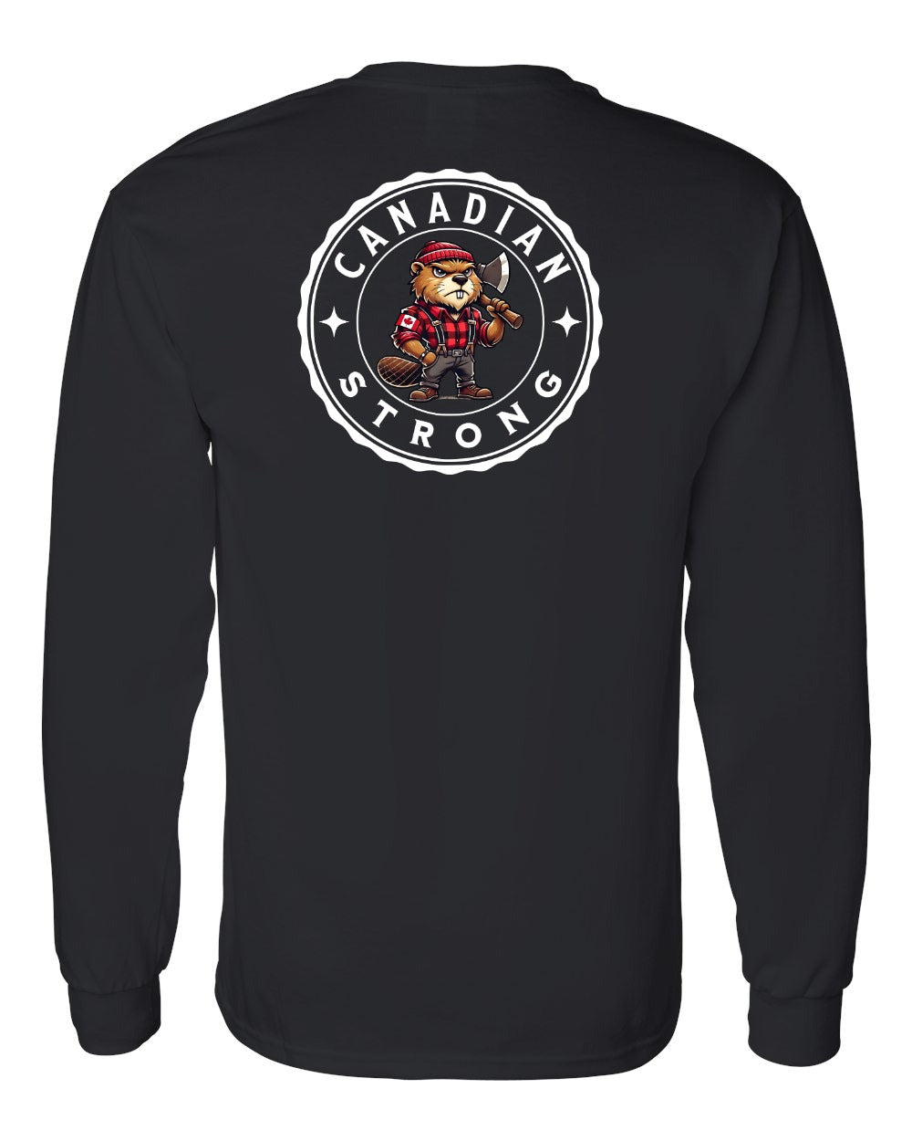Canadian Strong Beaver Left Chest and Back Long Sleeve