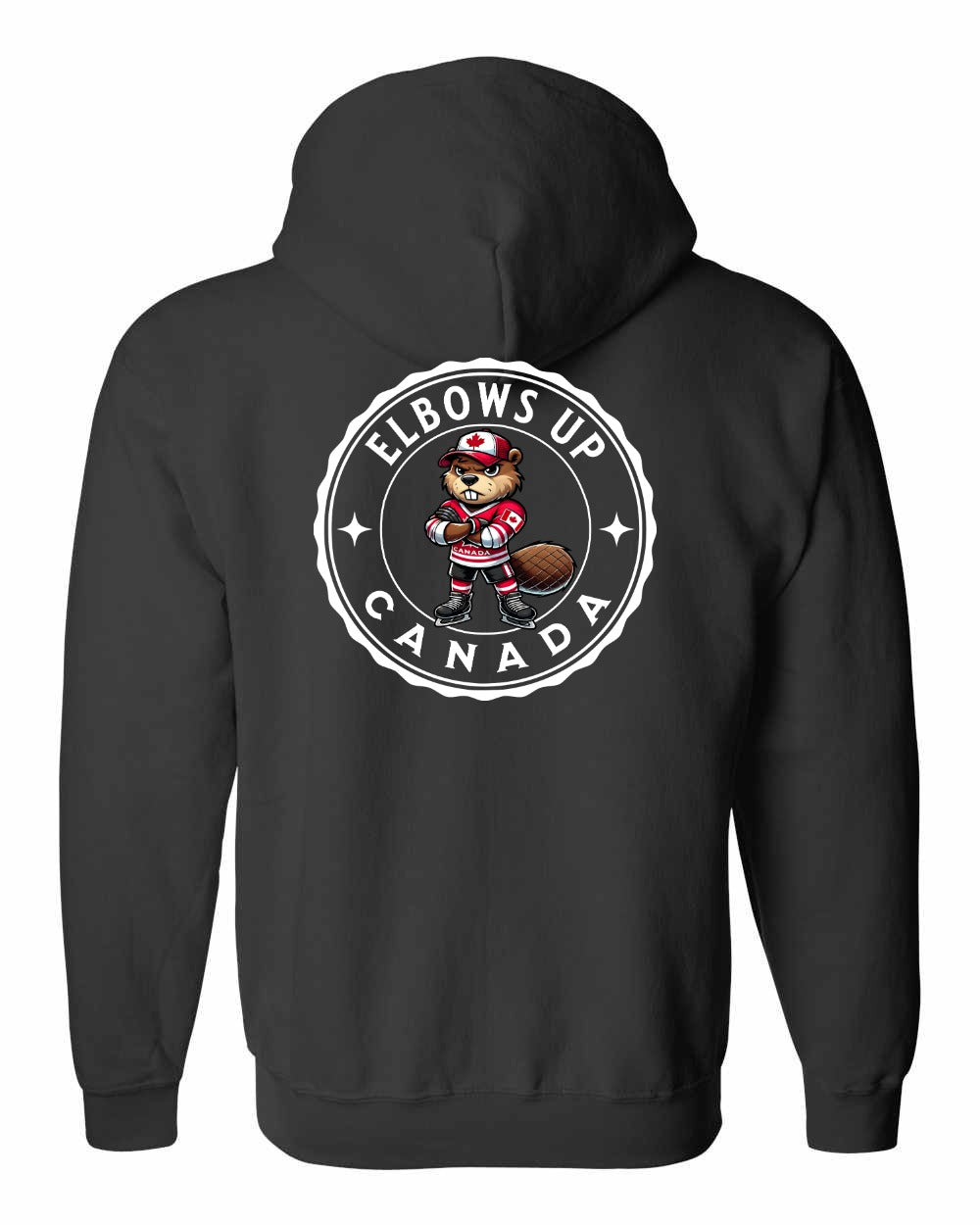 Elbows up Beaver Left Chest and Back Zip Hoodie - Gildan Canada (sewn Internationally)