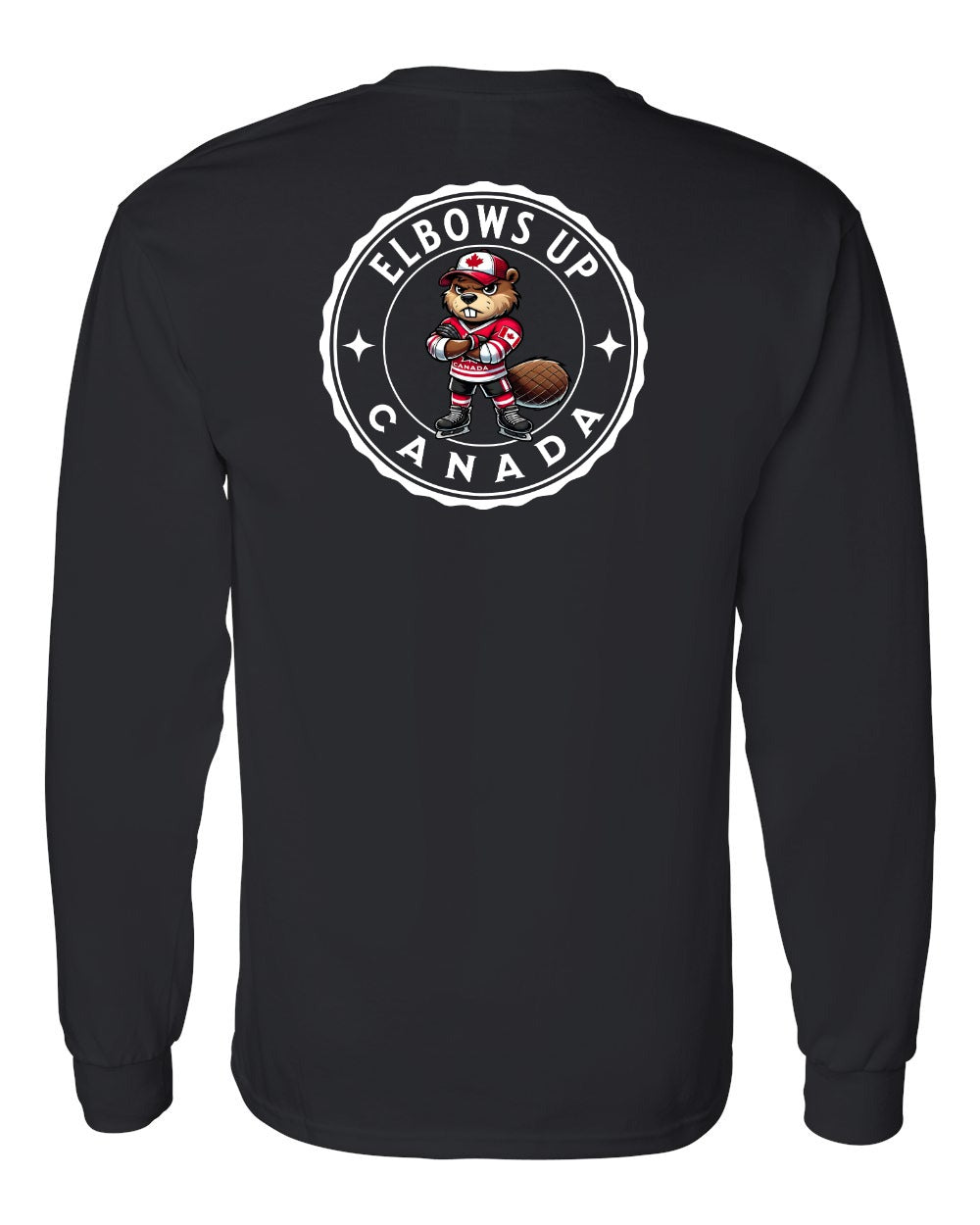 Elbows up Beaver Left Chest and Back Long Sleeve - Gildan Canada (sewn Internationally) - Unisex