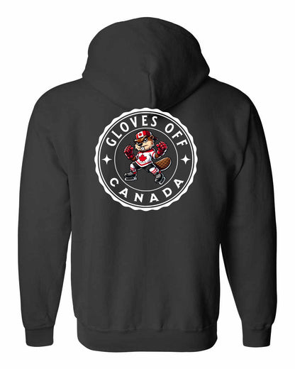 Gloves Off Beaver Left Chest and Back Zip Hoodie - Gildan Canada (sewn Internationally)