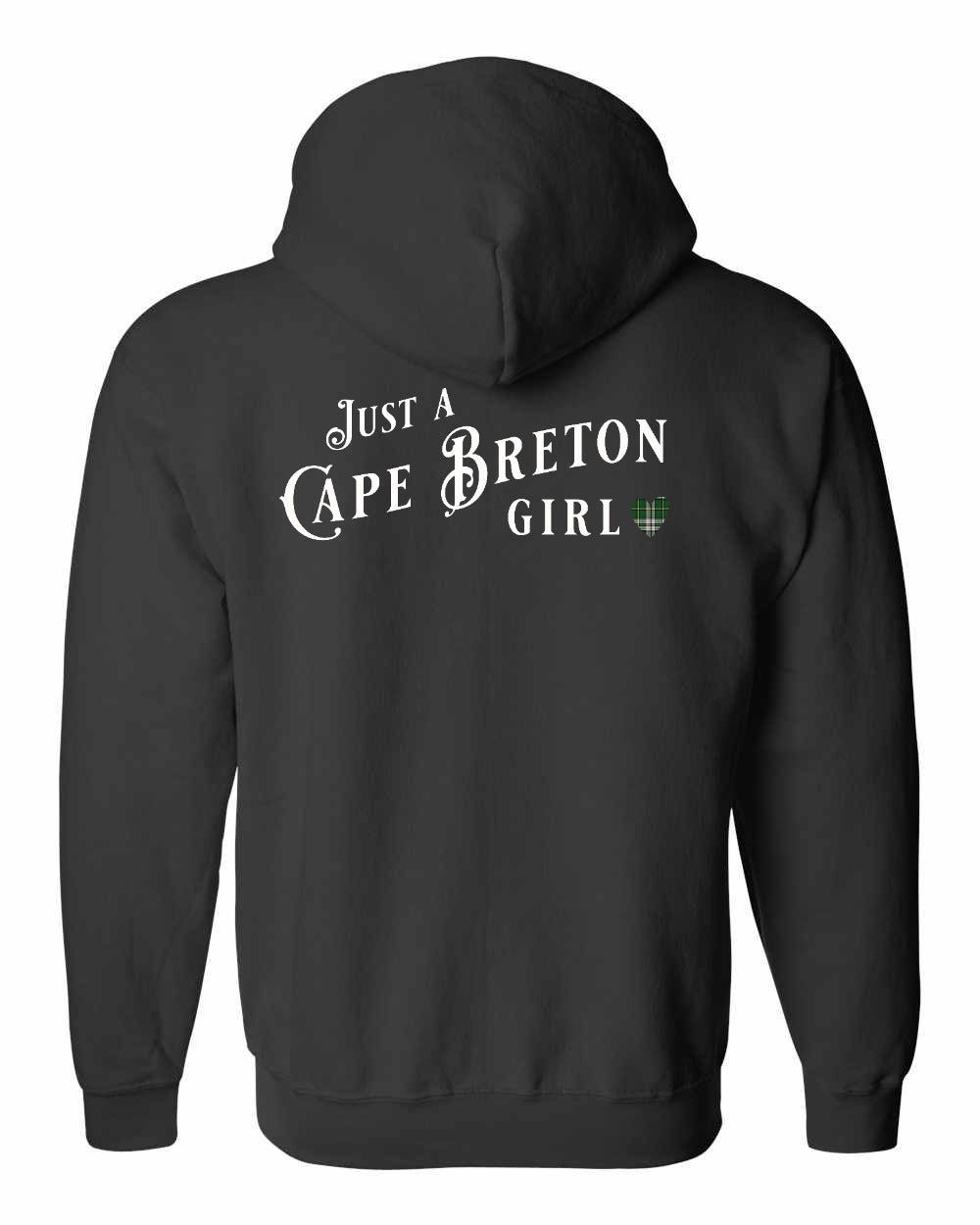 Just a Cape Breton Girl Tartan Left Chest and Back Zip Hoodie