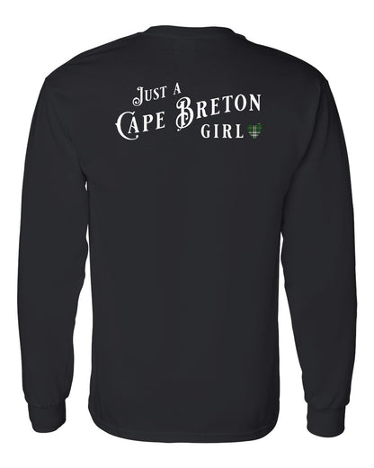 Just a Cape Breton Girl Tartan Left Chest and Back Long Sleeve Tee