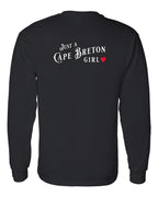 Just a CB Girl Red Heart Left Chest and Back Long Sleeve Tee - Unisex