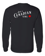 Just a Canadian Girl Left Chest and Back Long Sleeve - Gildan Canada (sewn Internationally) - Unisex