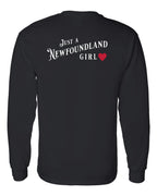 Just a NFLD Girl Left Chest and Back Long Sleeve - Unisex
