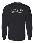 Just a NS Girl Red Heart Left Chest and Back Long Sleeve Tee - Unisex