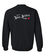 Just a NS Girl Red Heart Left Chest and Back Crewneck Sweatshirt - Unisex