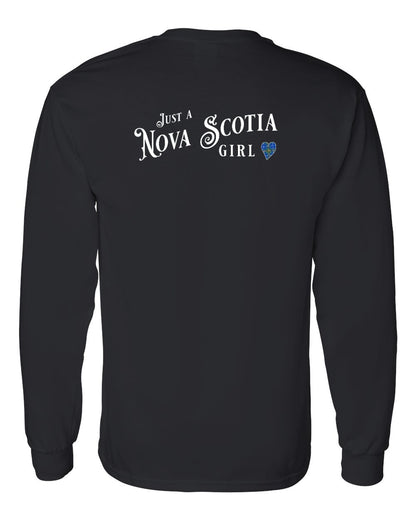 Just a Nova Scotia Girl Tartan Left Chest and Back Long Sleeve Tee