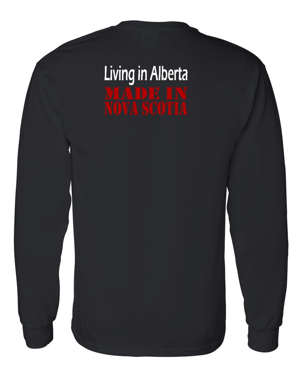 Living Alberta Made in Nova Scotia Left Chest and Back Long Sleeve Tee