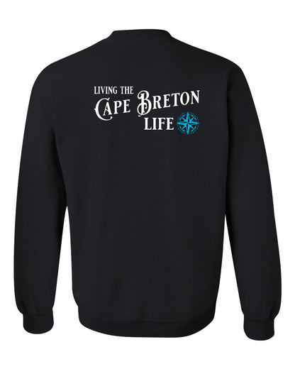 Living the Cape Breton Life blue Left Chest and Back Crewneck Sweatshirt
