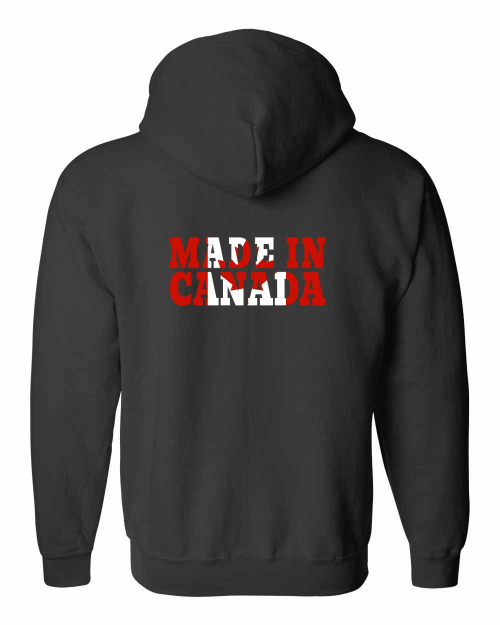 Made in Canada Flag Background Left Chest and Back Zip Hoodie - Gildan Canada (sewn Internationally) - Unisex