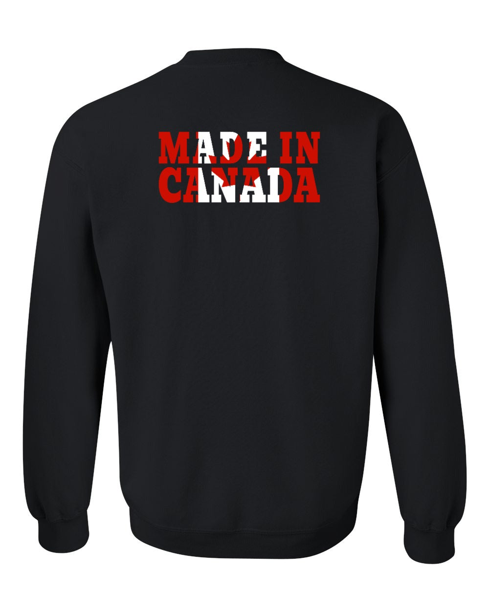 Made in Canada Flag Background Left Chest and Back Crewneck
