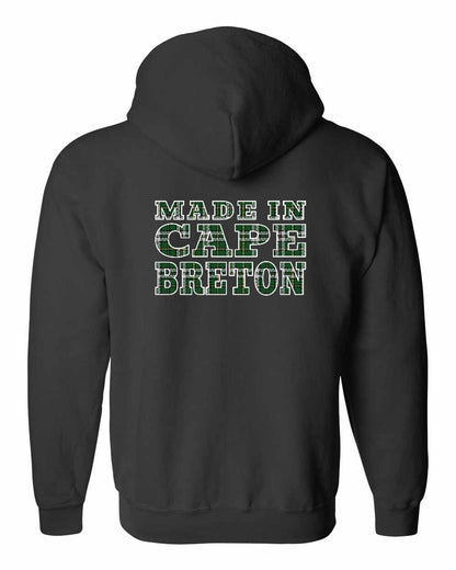 Made In Cape Breton Tartan Left Chest and Back Zip Hoodie