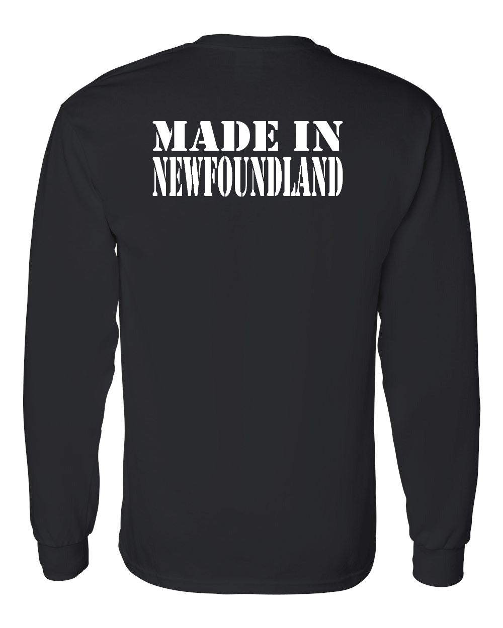Made In NFLD ( White Lettering) Left Chest and Back Long Sleeve - Unisex