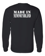 Made In NFLD ( White Lettering) Left Chest and Back Long Sleeve - Unisex
