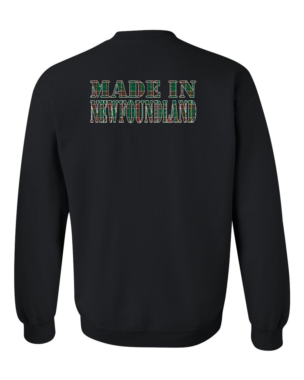 Made In NFLD ( Tartan Lettering) Left Chest and Back Crewneck Sweatshirt - Unisex