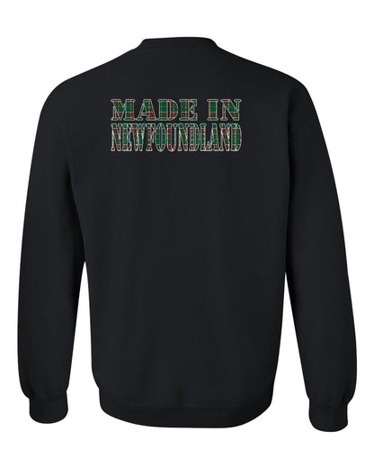 Made In Newfoundland ( Tartan Lettering) Left Chest and Back Crewneck Sweatshirt