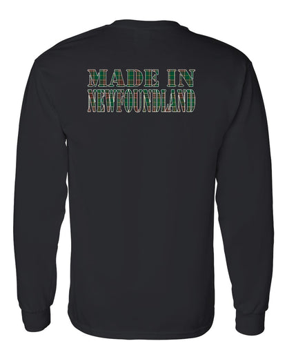 Made In Newfoundland ( Tartan Lettering) Left Chest and Back Long Sleeve