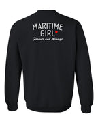 Maritime Girl Forever and Always Left Chest & Back Crewneck Sweatshirt - Unisex