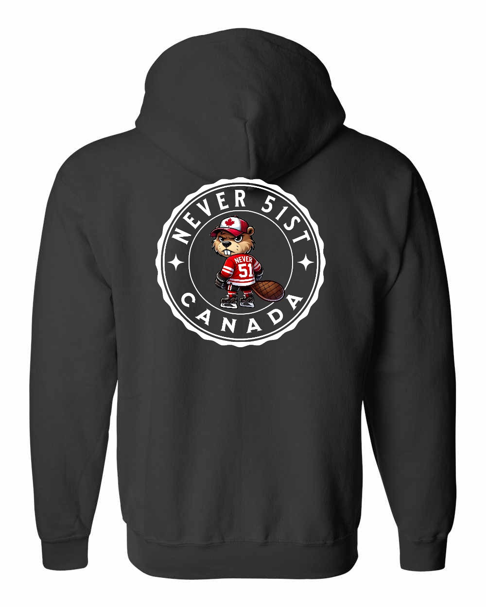 Never 51st Beaver Left Chest and Back Zip Hoodie - Gildan Canada (sewn Internationally)