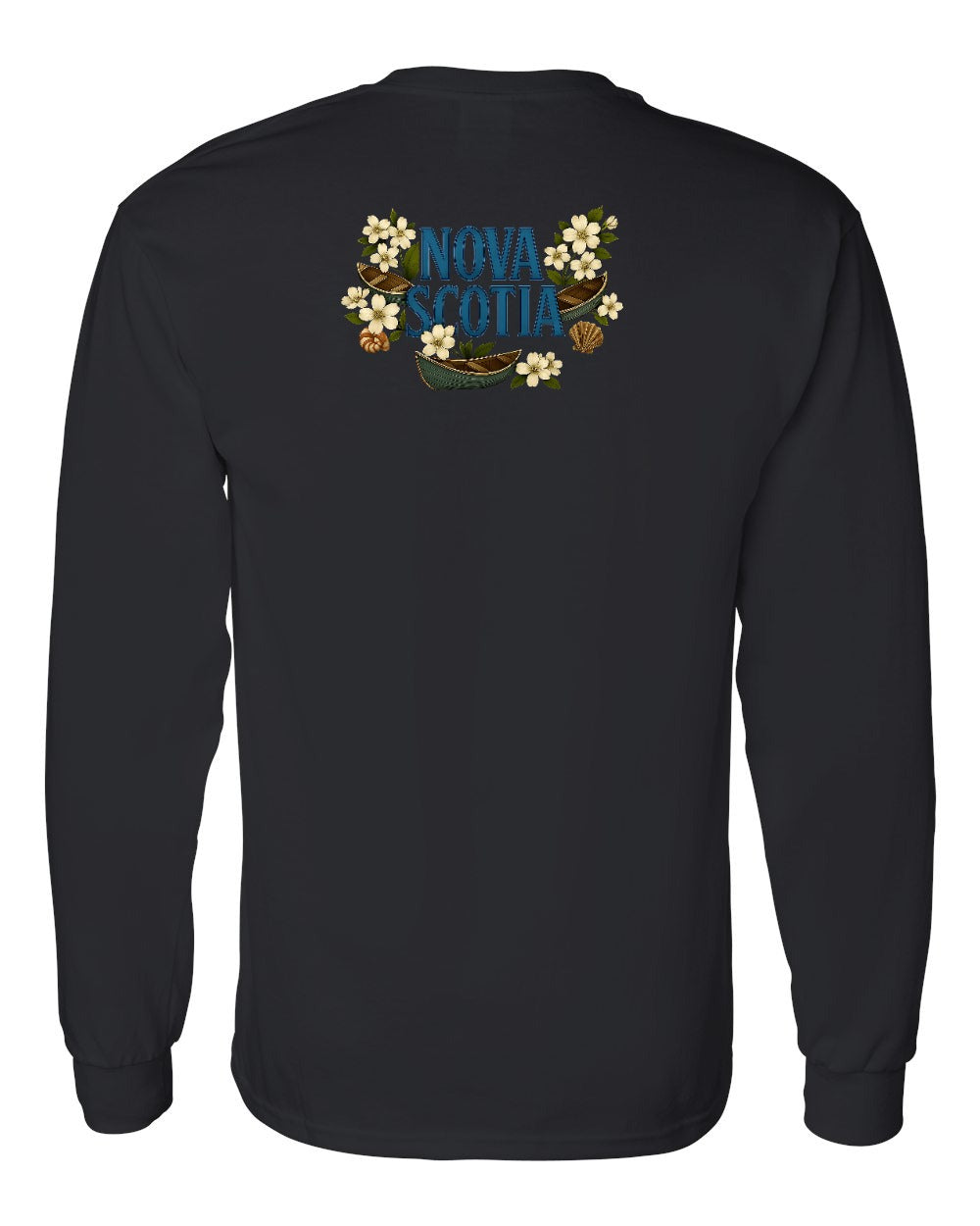 Nova Scotia Flowers Left Chest and Back Long Sleeve Tee