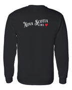 NS Girl Red Heart Left Chest and Back Long Sleeve Tee - Unisex