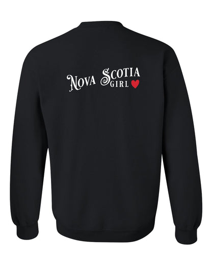 Nova Scotia Girl Red Heart Left Chest and Back crew-neck