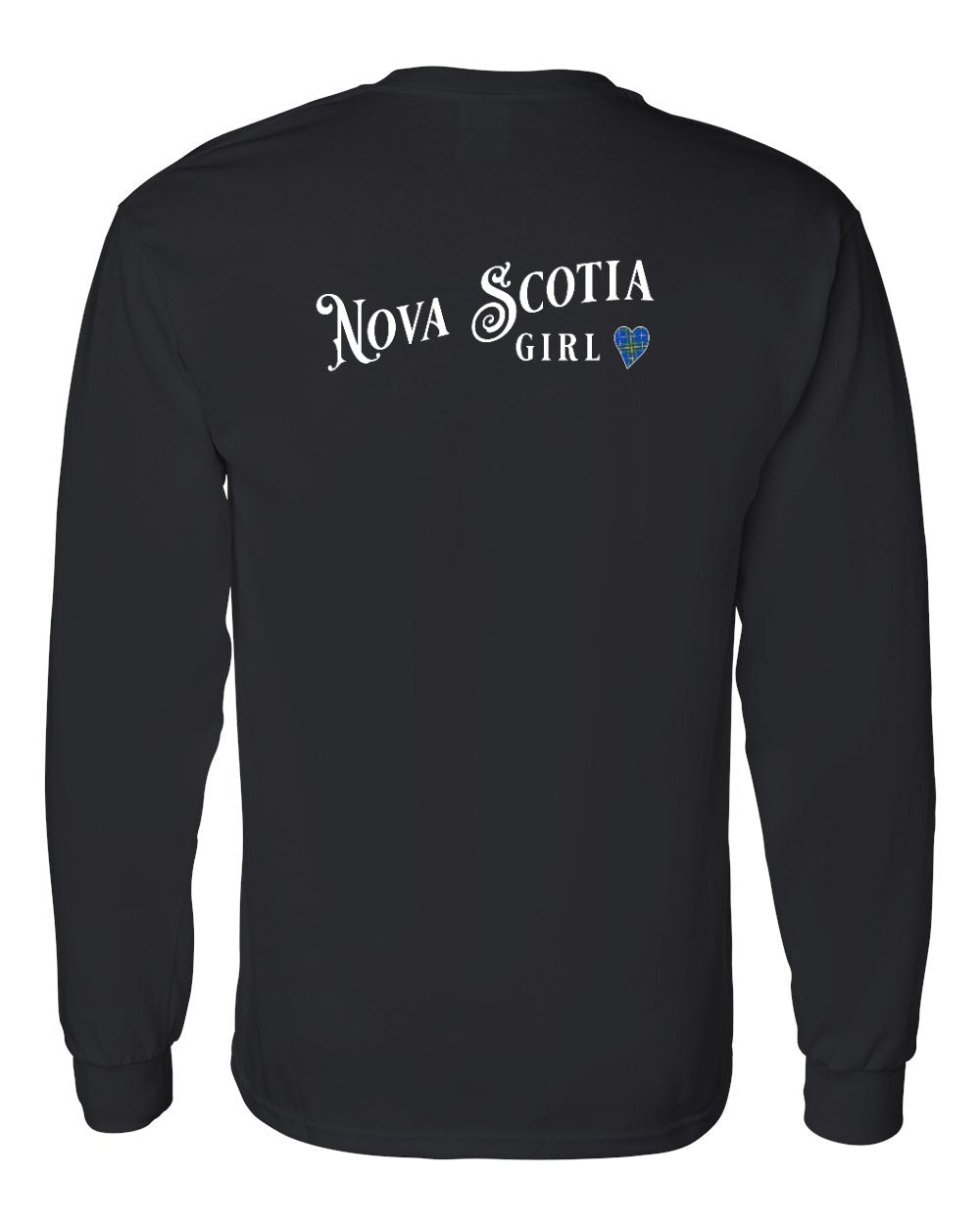 Nova Scotia Girl Tartan Heart Left Chest and Back Long Sleeve Tee