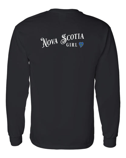 Nova Scotia Girl Tartan Heart Left Chest and Back Long Sleeve Tee