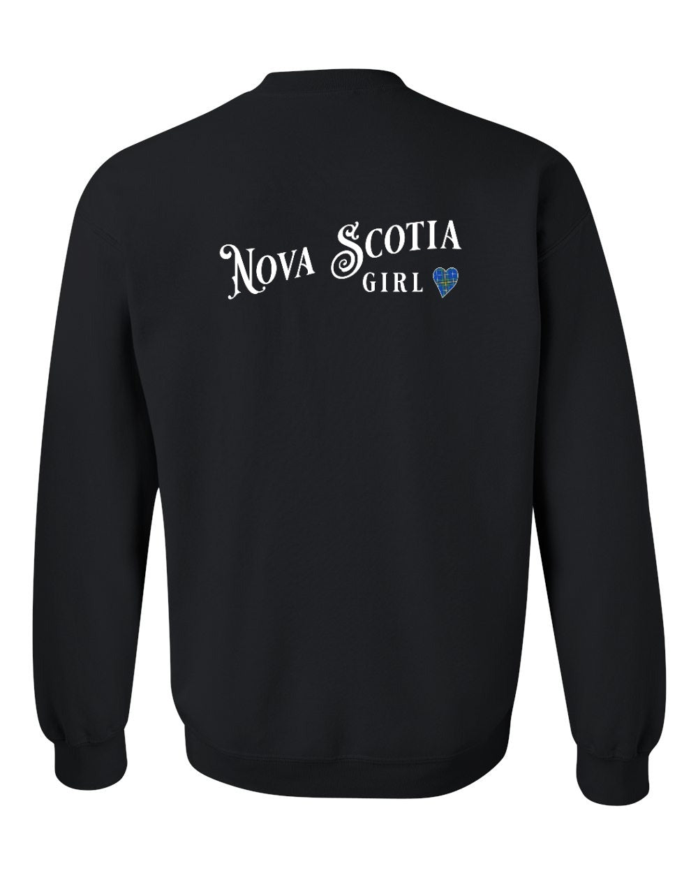 Nova Scotia Girl Tartan Heart Left Chest and Back crew-neck