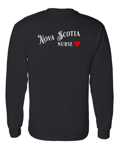 Nova Scotia Nurse Left Chest and Back Long Sleeve Tee