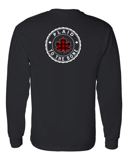 Plaid to the Bone Circle Leaf Left Chest and Back Long Sleeve