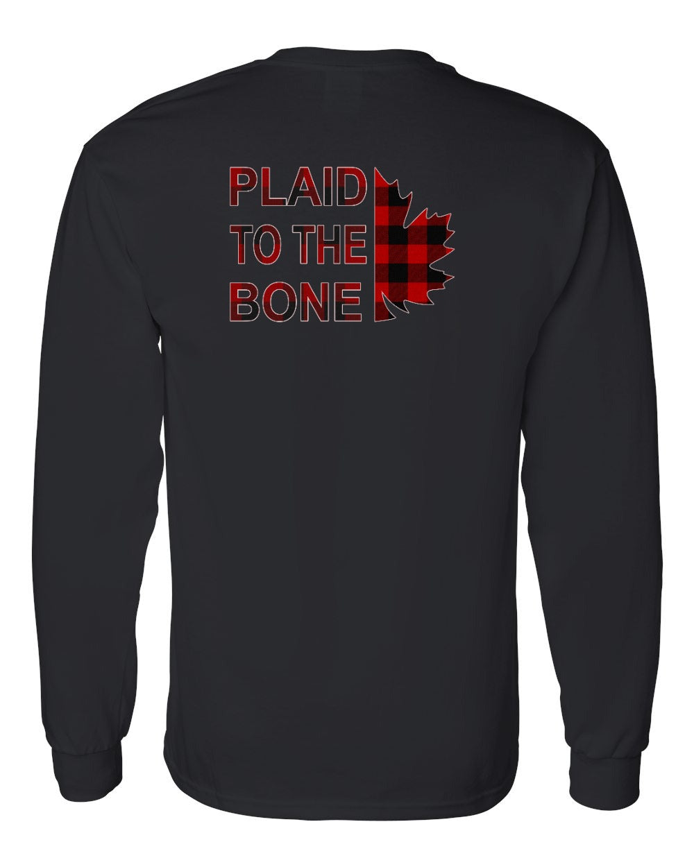 Plaid to the Bone Stacked Leaf Left Chest and Back Long Sleeve - Gildan Canada (sewn Internationally) - Unisex