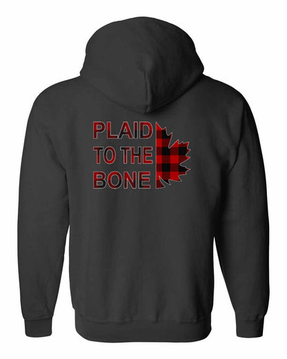 Plaid to the Bone Stacked Leaf Left Chest and Back Zip Hoodie - Gildan Canada (sewn Internationally)